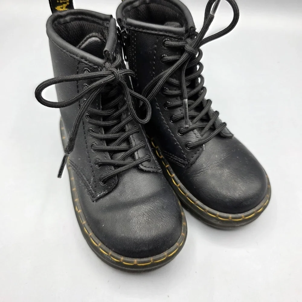 Dr. Marten's Zavala Boots‎ Toddler Size 9 Black Leather Combat Zipper Lace Up